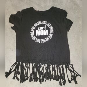 Black Fringe T-Shirt with White Graphic